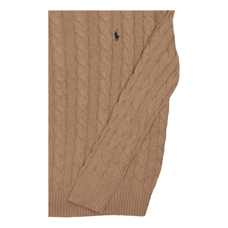 Cable-Knit Cotton Sweater Camel Melange