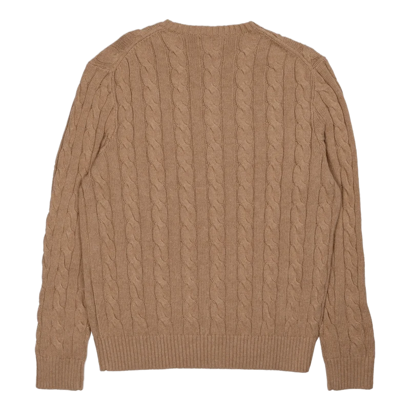 Cable-Knit Cotton Sweater Camel Melange