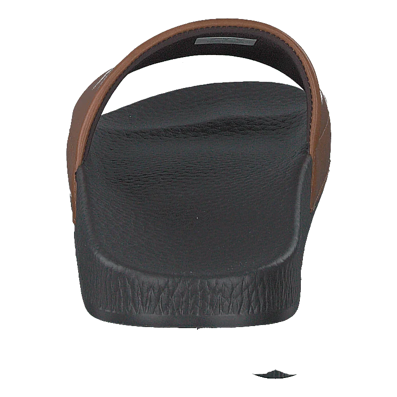 Signature Pony Leather Slide Dk Brown/Snuff
