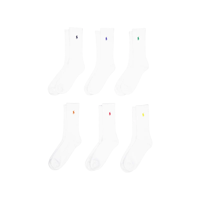 Cotton-Blend Crew Sock 6-Pack White Colored Pp