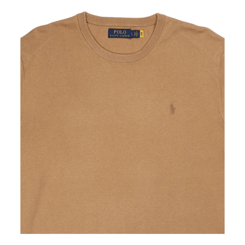 Cotton-Cashmere Crewneck Sweater Burlap Tan