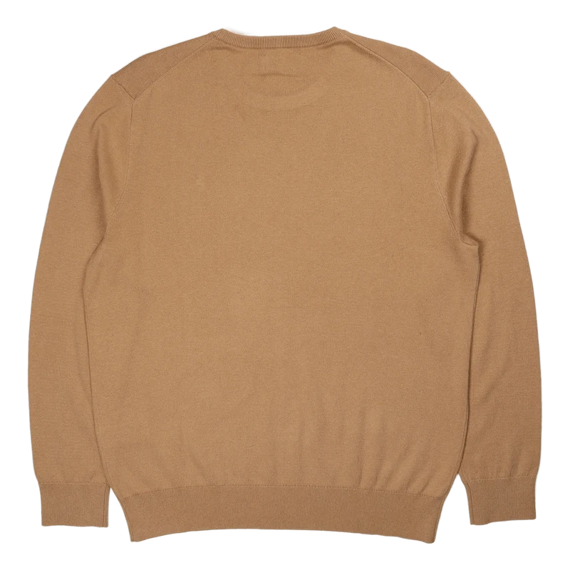 Cotton-Cashmere Crewneck Sweater Burlap Tan