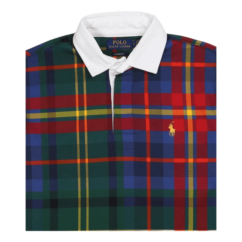 Classic Fit Plaid Jersey Rugby Shirt Heritage Royal Plaid Multi