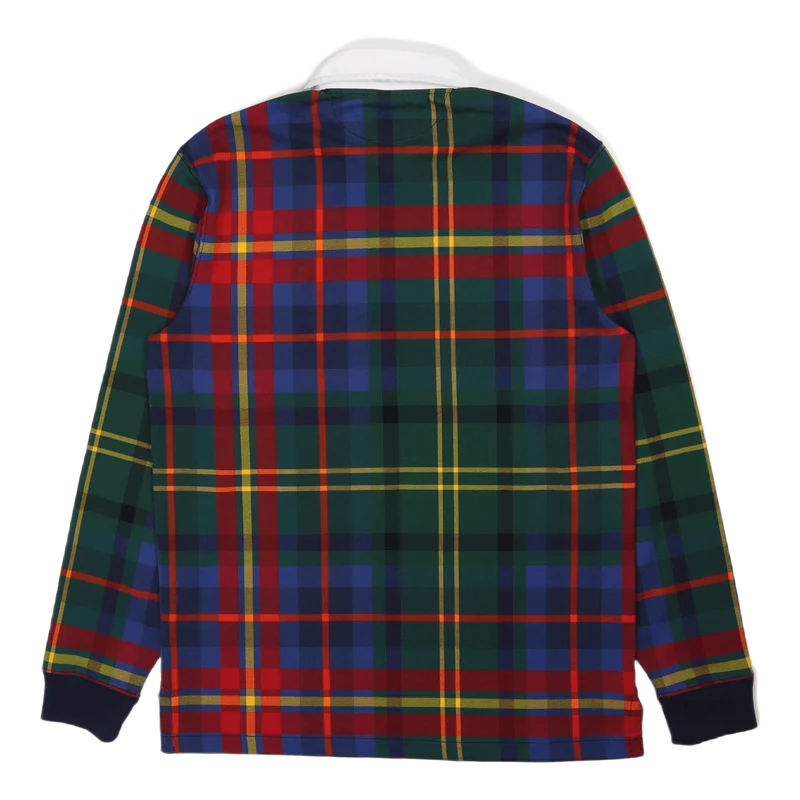Classic Fit Plaid Jersey Rugby Shirt Heritage Royal Plaid Multi