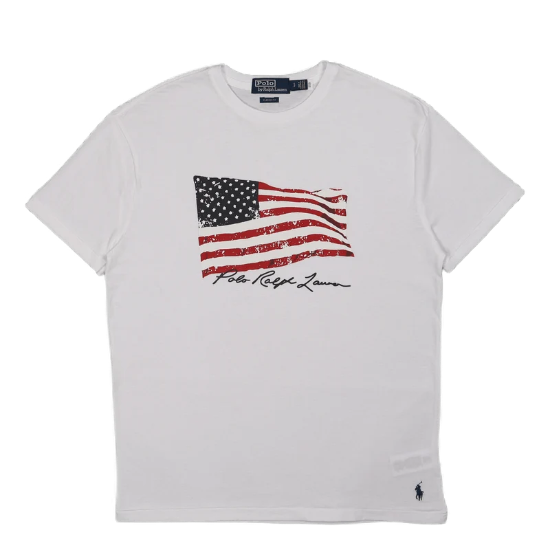 Classic Fit American Flag T-Shirt White