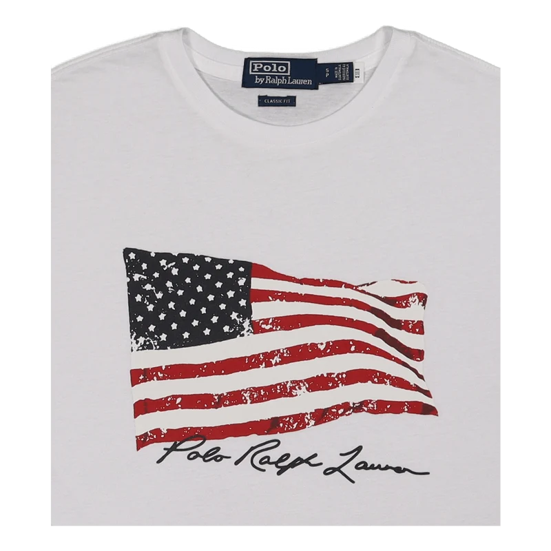 Classic Fit American Flag T-Shirt White