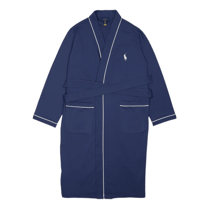 Cotton-Blend Jersey Robe Light Navy