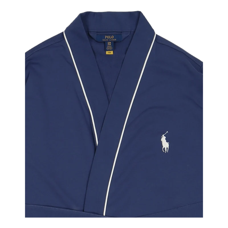 Cotton-Blend Jersey Robe Light Navy