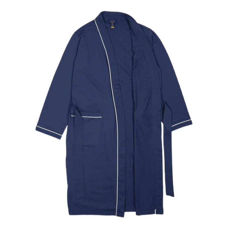 Cotton-Blend Jersey Robe Light Navy