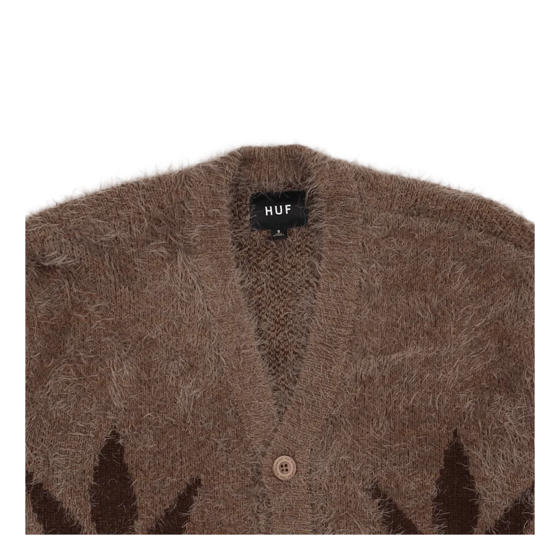 HUF X PLEASURES OUTRO CARDIGAN BROWN