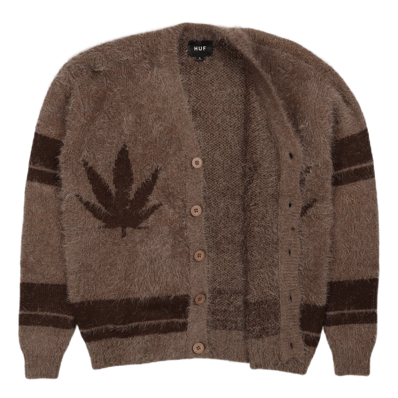 HUF X PLEASURES OUTRO CARDIGAN BROWN