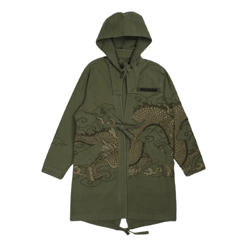 Tibetan Dragon Kimono Parka Or Olive