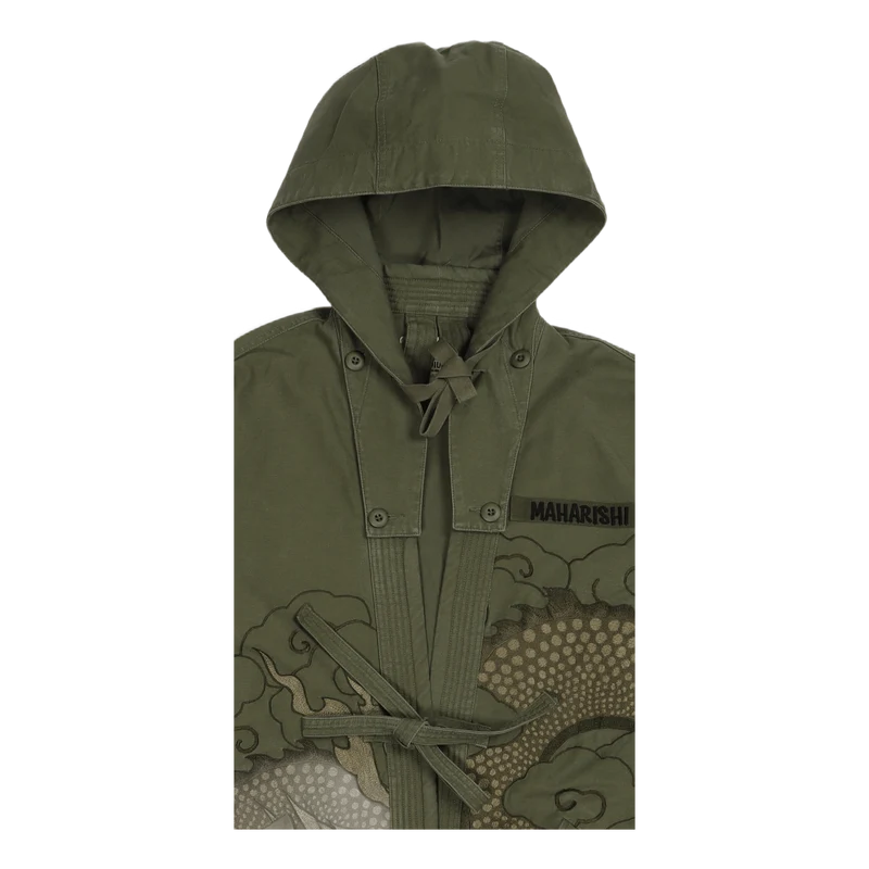 Tibetan Dragon Kimono Parka Or Olive