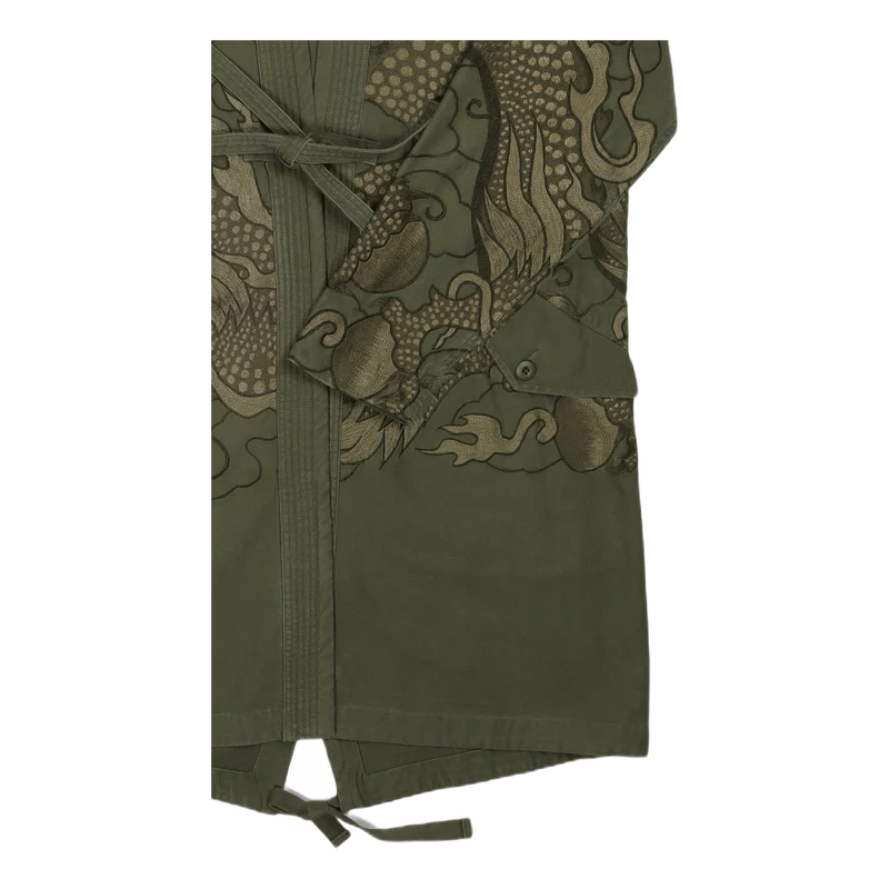 Tibetan Dragon Kimono Parka Or Olive