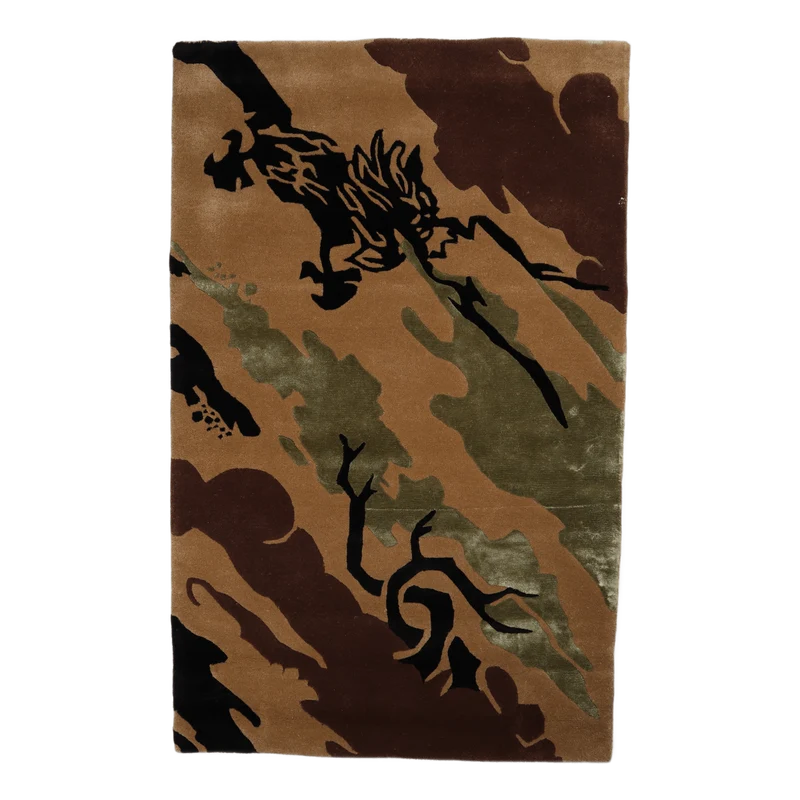 Camo Rug Hand-tufted Wool Woodland