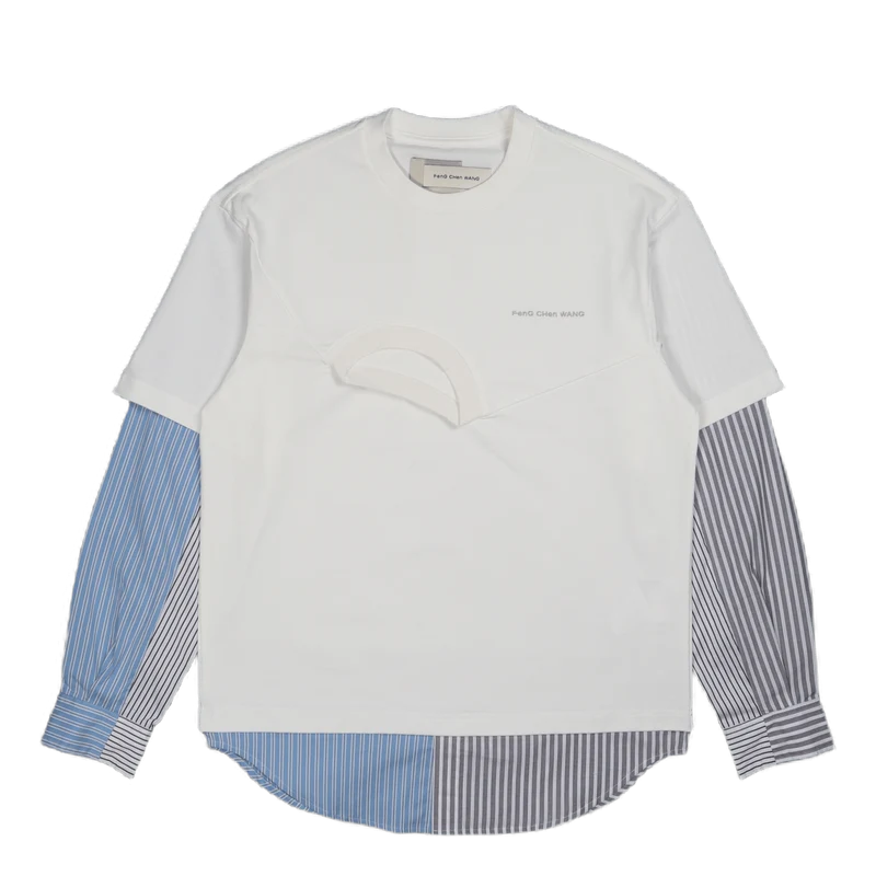 Shirting Panelled Sweater White