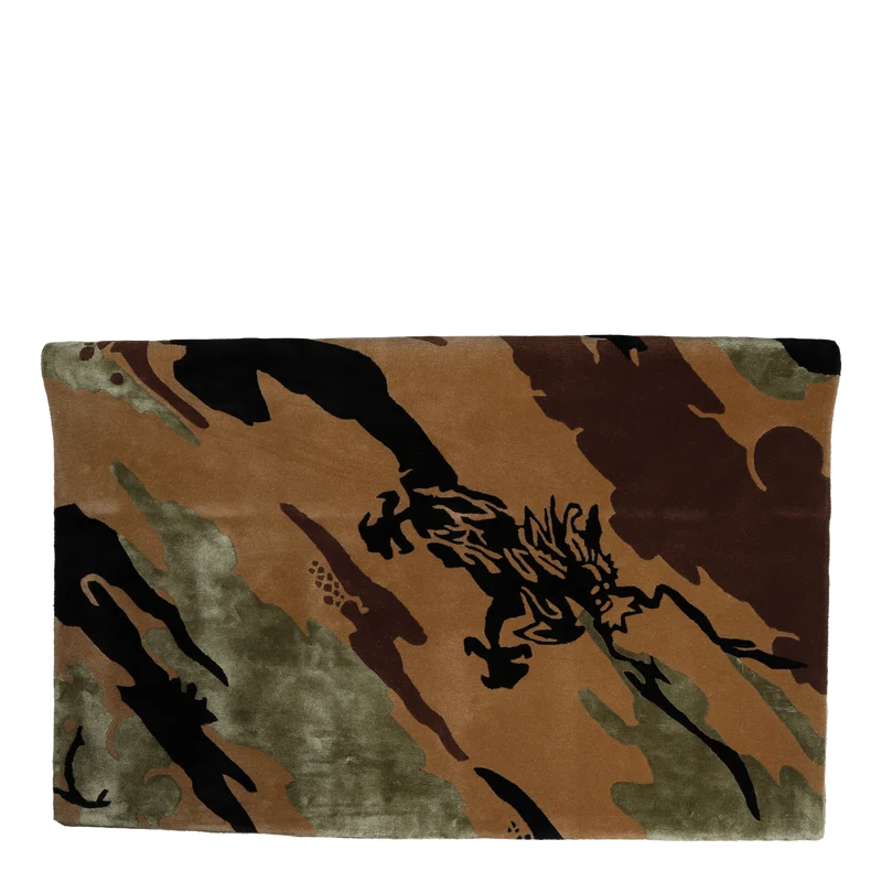 Xl Camo Rug Hand-tufted Wool Woodland