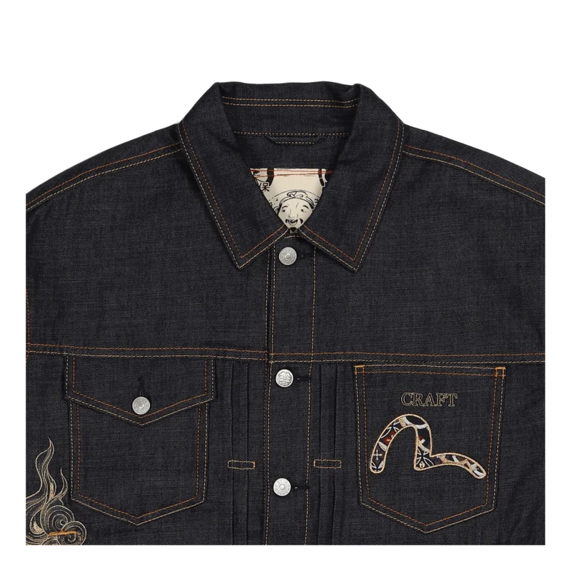 Twins Komainu Embroidered Deni Indigo Raw