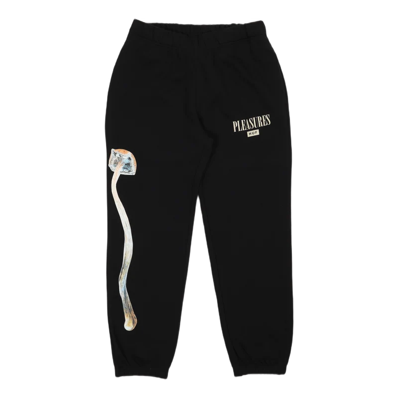 HUF X PLEASURES SPORE FLEECE PANT BLACK