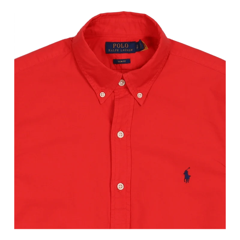Slim Fit Garment-Dyed Oxford Shirt Tomato