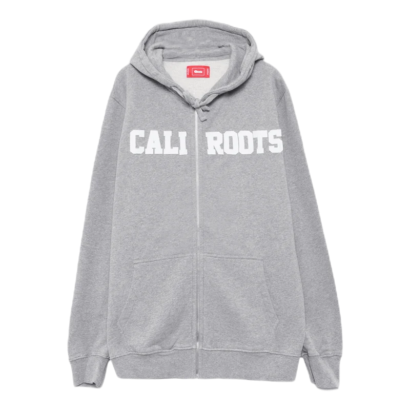 Felt Logo Zip Hoodie Gray