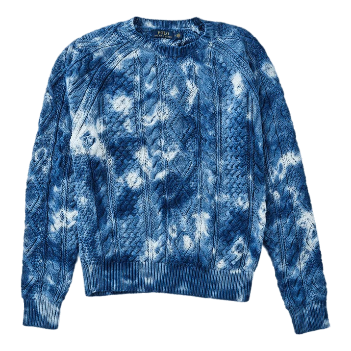 Tie-Dye Aran-Knit Cotton Sweater