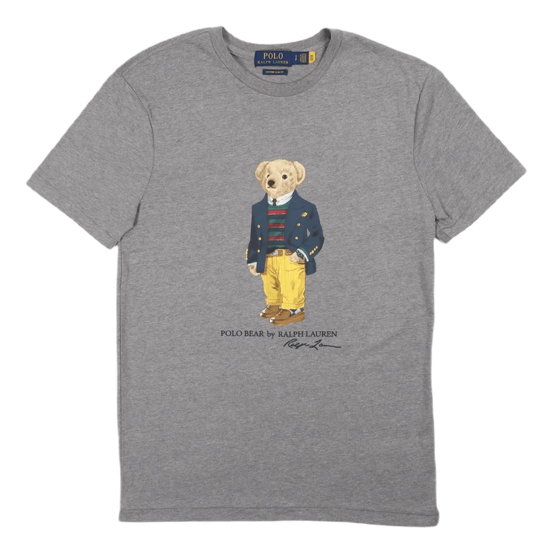 Custom Slim Fit Polo Bear Jersey T-Shirt Grey Htr
