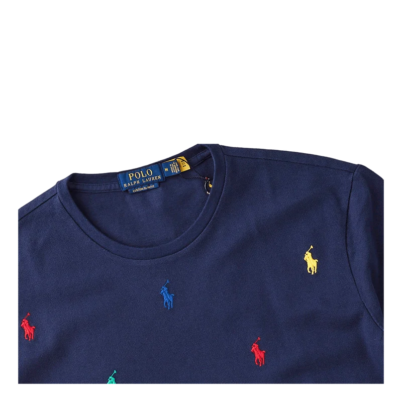 Custom Slim Fit Polo Pony Mesh T-Shirt Navy