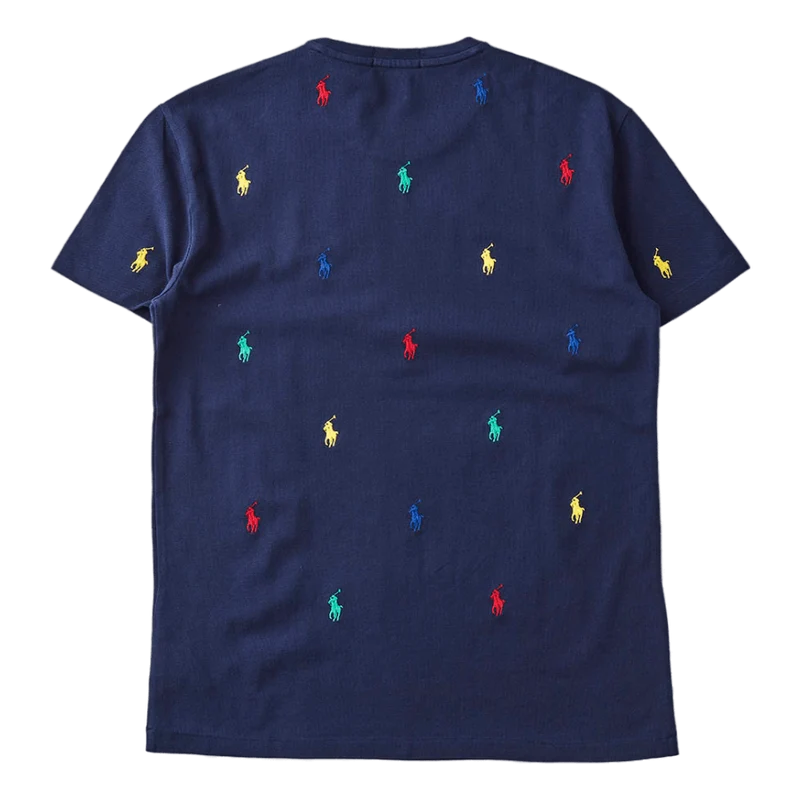 Custom Slim Fit Polo Pony Mesh T-Shirt Navy