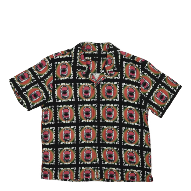 HUF X PLEASURES POP TOP RAYON WOVEN SHIRT BLACK
