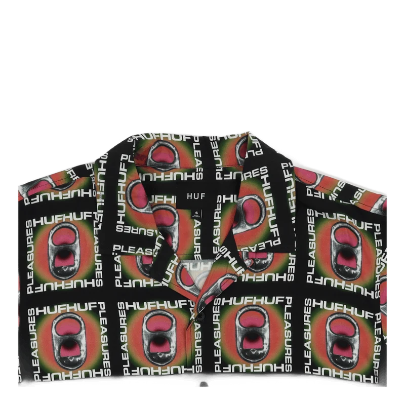 HUF X PLEASURES POP TOP RAYON WOVEN SHIRT BLACK