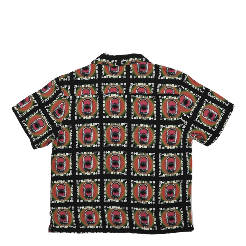 HUF X PLEASURES POP TOP RAYON WOVEN SHIRT BLACK