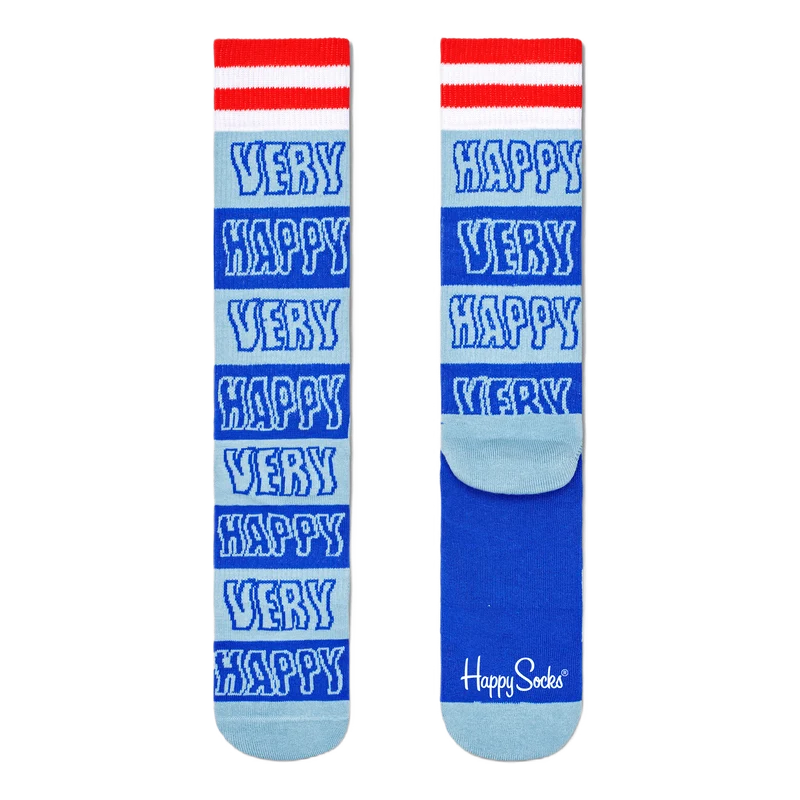 Happy Stripe Crew Sock Medium Blue