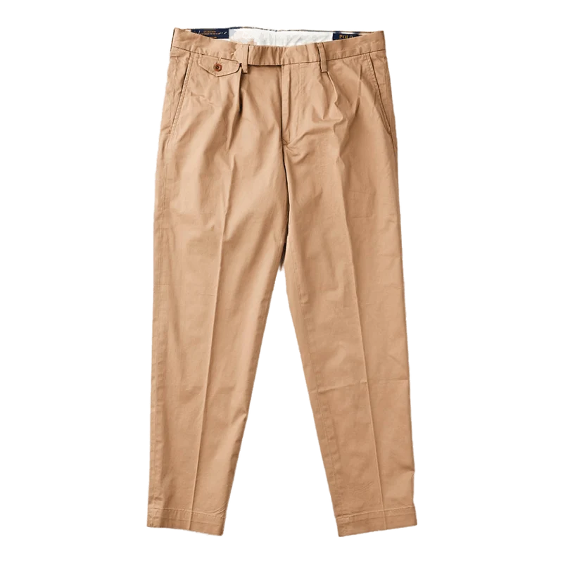 Stretch Slim Tapered Fit Pleated Pant Khaki