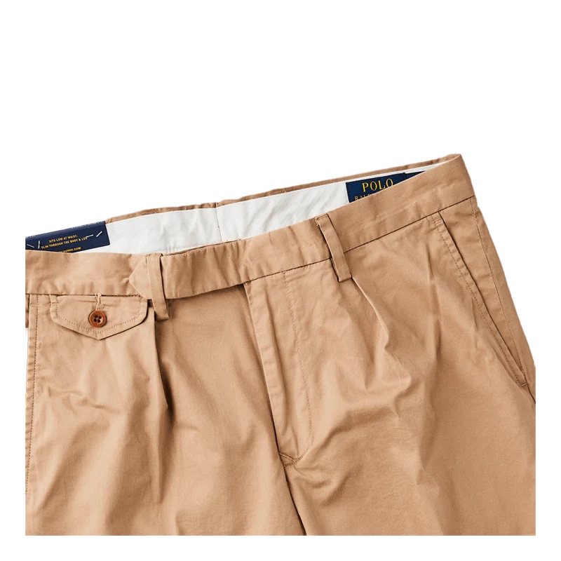 Stretch Slim Tapered Fit Pleated Pant Khaki