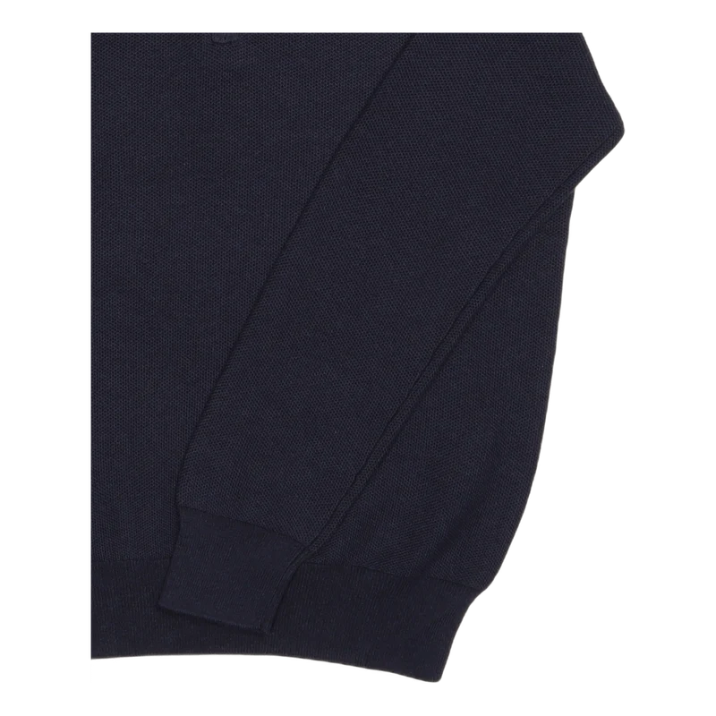 Mesh-Knit Cotton Quarter-Zip Sweater Navy Heather