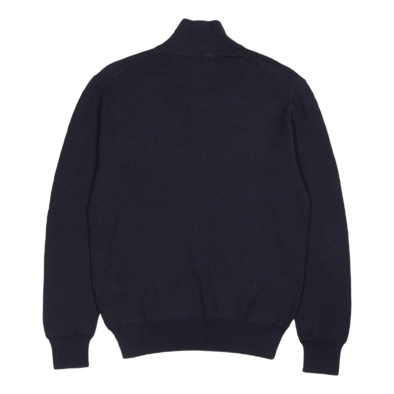 Mesh-Knit Cotton Quarter-Zip Sweater Navy Heather