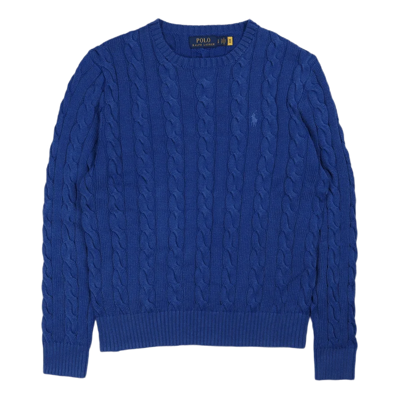 Garment-Dyed Cable-Knit Cotton Sweater Blue Gmd