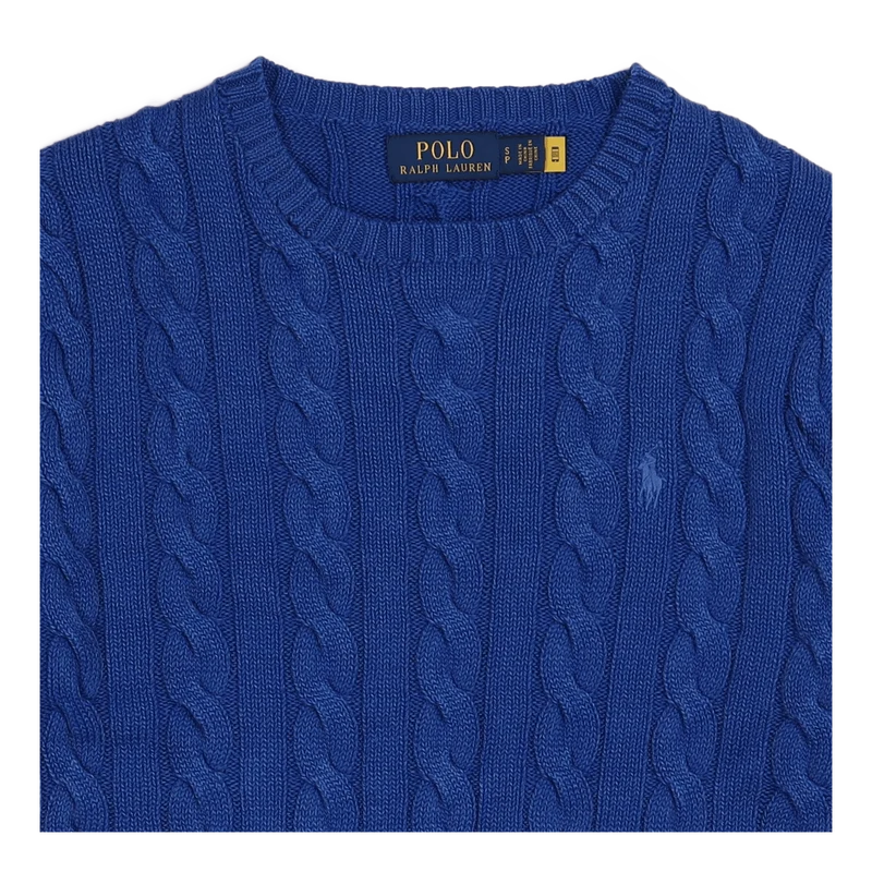 Garment-Dyed Cable-Knit Cotton Sweater Blue Gmd