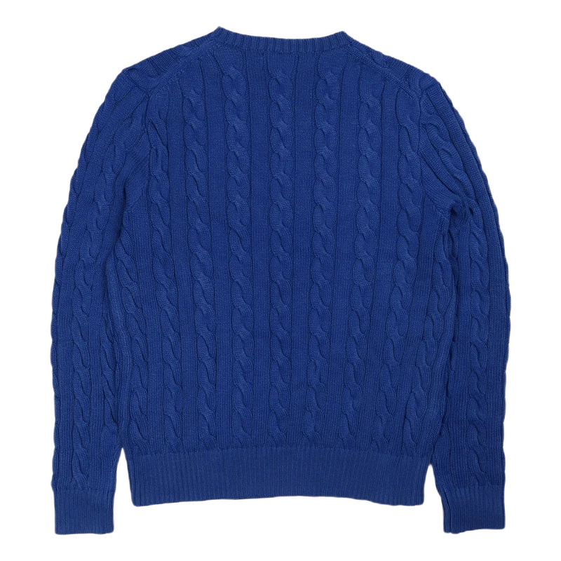 Garment-Dyed Cable-Knit Cotton Sweater Blue Gmd