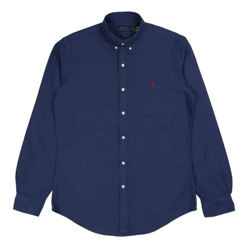 Slim Fit Garment-Dyed Oxford Shirt Light Navy