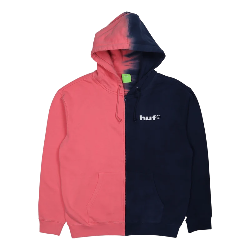 Split Dye F/z Hoodie Pink/navy