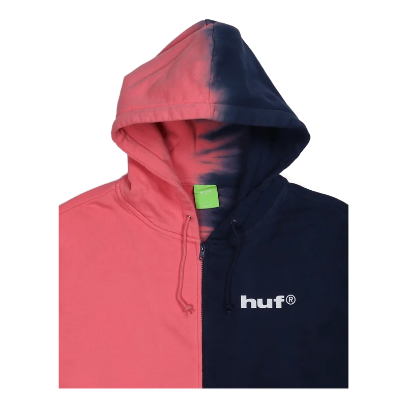 Split Dye F/z Hoodie Pink/navy
