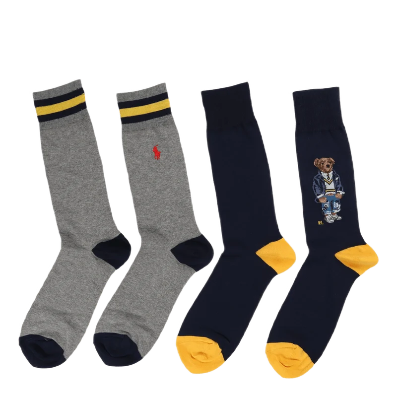 Polo Bear Trouser Sock 2-Pack 2Pk Navy/Foster Grey Htr
