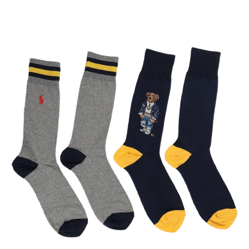 Polo Bear Trouser Sock 2-Pack 2Pk Navy/Foster Grey Htr