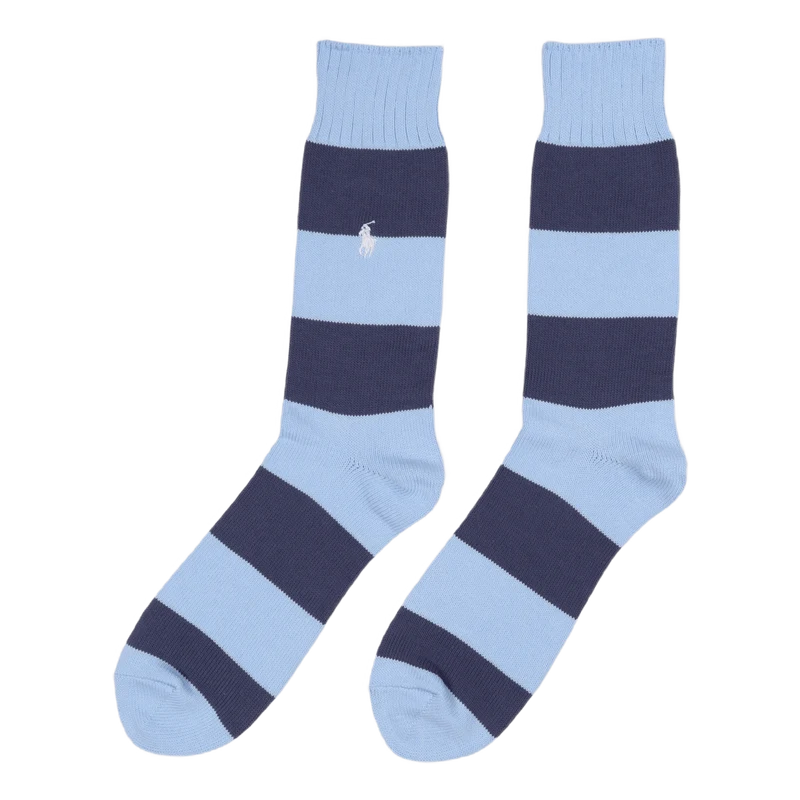 Rugby-Stripe Crew Socks Light Navy/Elite Blue