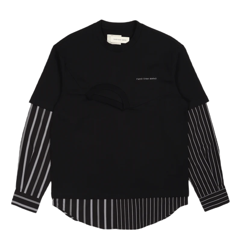 Shirting Panelled Sweater Black