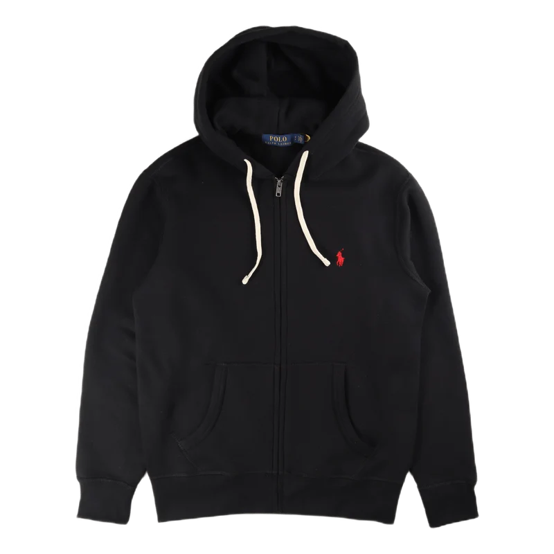 The RL Fleece Hoodie Polo Black