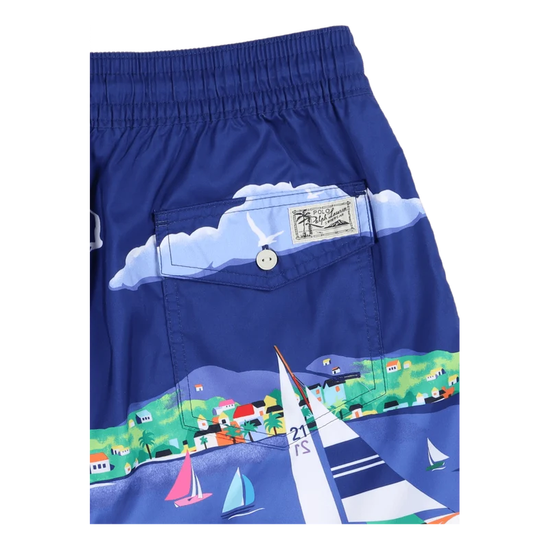 5.75-Inch Traveler Classic Swim Trunk Riviera Du Port Scenic