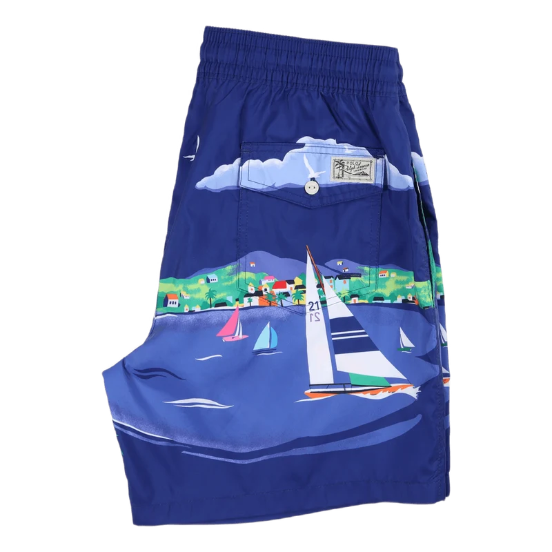 5.75-Inch Traveler Classic Swim Trunk Riviera Du Port Scenic